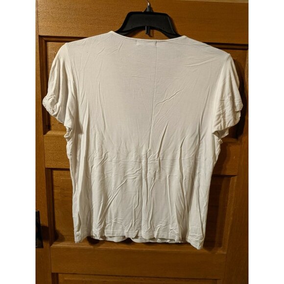 CHAPS White V-Neck Key Hole Sleeves Casual Top Size XL Pull Over - Picture 2 of 4